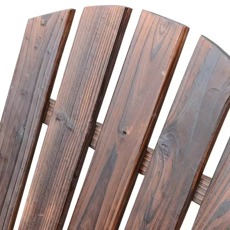Outsunny Adirondack Chair with Ottoman, Wooden Patio Fire Pit Chair with Footrest & Wide Armrests for Backyard, Garden, Lawn, Rustic Brown