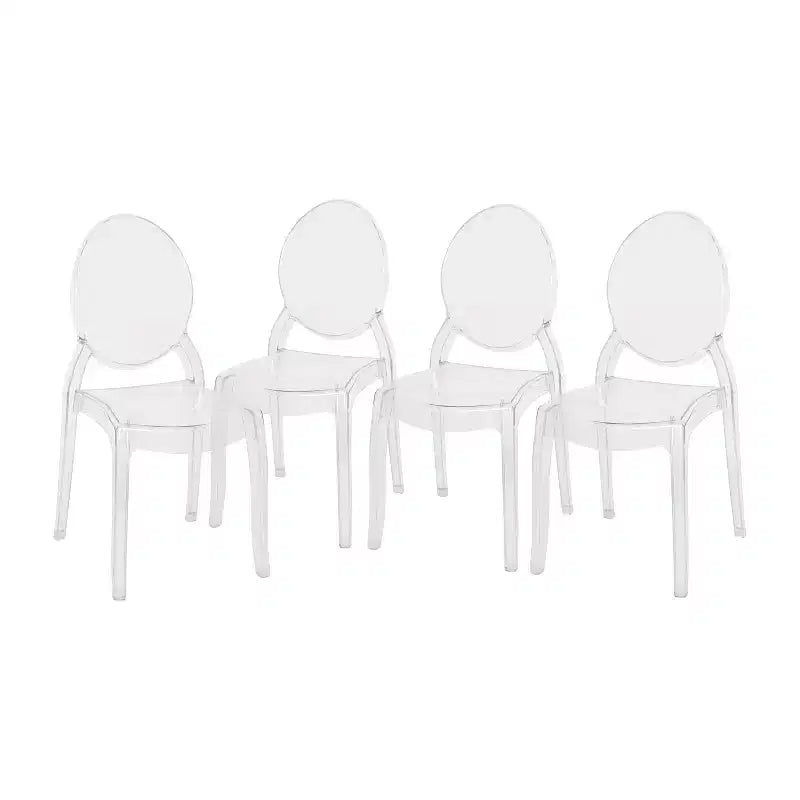 Flash Furniture Set of 4 Transparent Crystal Extra Wide Resin 400 LB. Weight Capacity Banquet & Event Ghost Chairs-Indoor/Outdoor Use