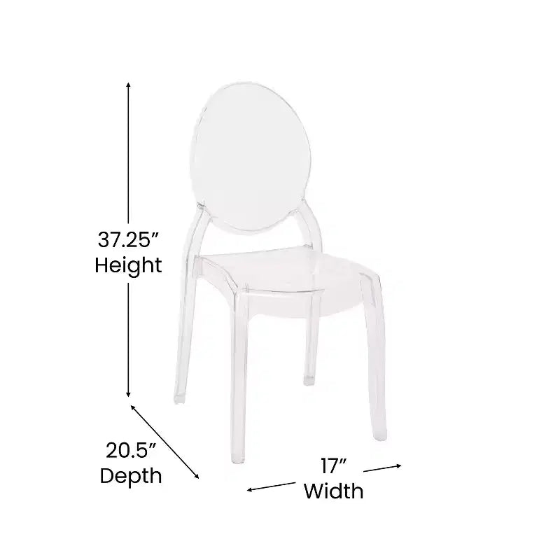 Flash Furniture Set of 4 Transparent Crystal Extra Wide Resin 400 LB. Weight Capacity Banquet & Event Ghost Chairs-Indoor/Outdoor Use