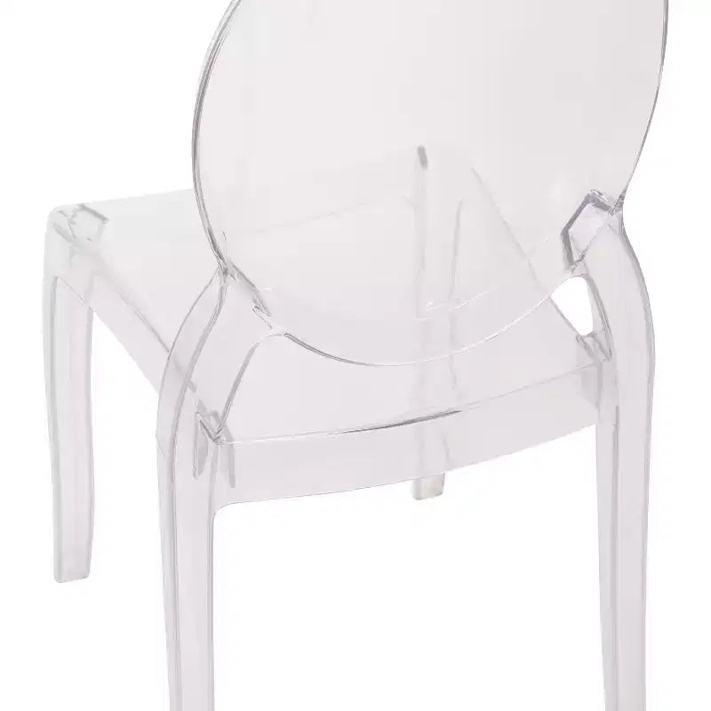 Flash Furniture Set of 4 Transparent Crystal Extra Wide Resin 400 LB. Weight Capacity Banquet & Event Ghost Chairs-Indoor/Outdoor Use