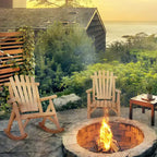 Outsunny Sedia a Dondolo in Legno, Dondolo da Portico per Interni ed Esterni con Design a Doghe, Schienale Alto per Giardino, Cortile
