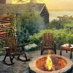 Outsunny Sedia a Dondolo in Legno, Dondolo da Portico per Interni ed Esterni con Design a Doghe, Schienale Alto per Giardino, Cortile