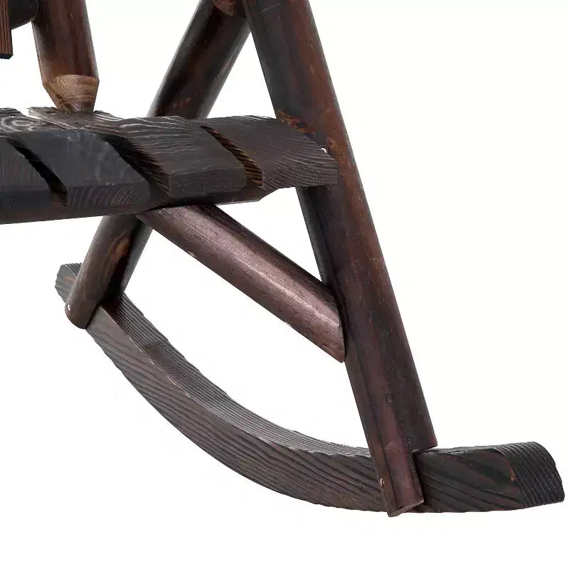 Outsunny Sedia a Dondolo in Legno, Dondolo da Portico per Interni ed Esterni con Design a Doghe, Schienale Alto per Giardino, Cortile