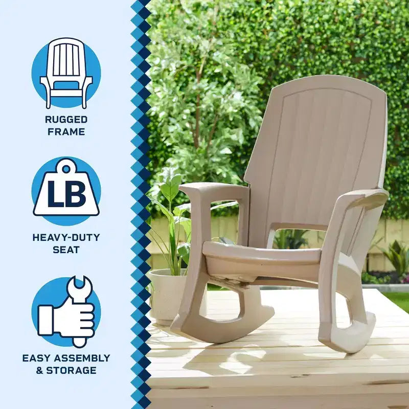 Sedia a dondolo da esterno durevole Semco Plastics SEMTPE in resina plastica riciclata extra large per patio