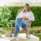Sedia a dondolo da esterno durevole Semco Plastics SEMTPE in resina plastica riciclata extra large per patio
