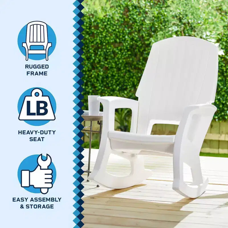 Sedia a dondolo da esterno durevole Semco Plastics SEMTPE in resina plastica riciclata extra large per patio