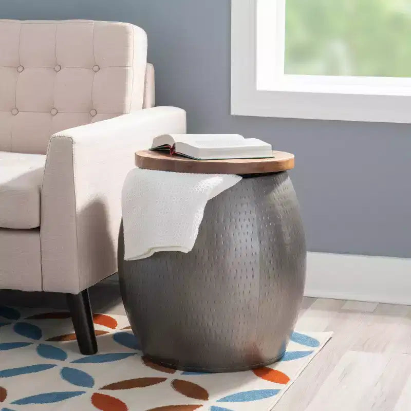Beaton Drum Side Table with Storage - Powell Company