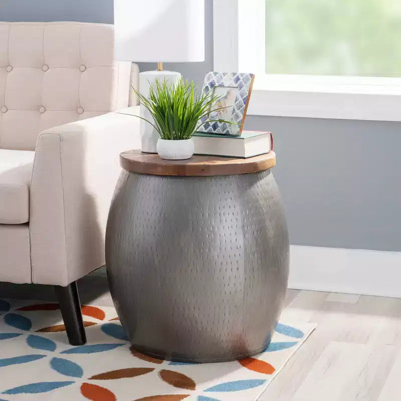 Beaton Drum Side Table with Storage - Powell Company