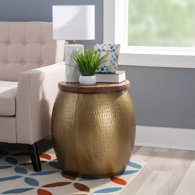 Beaton Drum Side Table with Storage - Powell Company