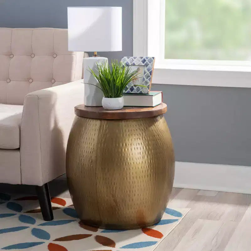 Beaton Drum Side Table with Storage - Powell Company