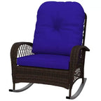 Outsunny Outdoor Wicker Rocking Chair, Patio PE Rattan Recliner Rocker Chair with Soft Cushion, for Garden Backyard Porch