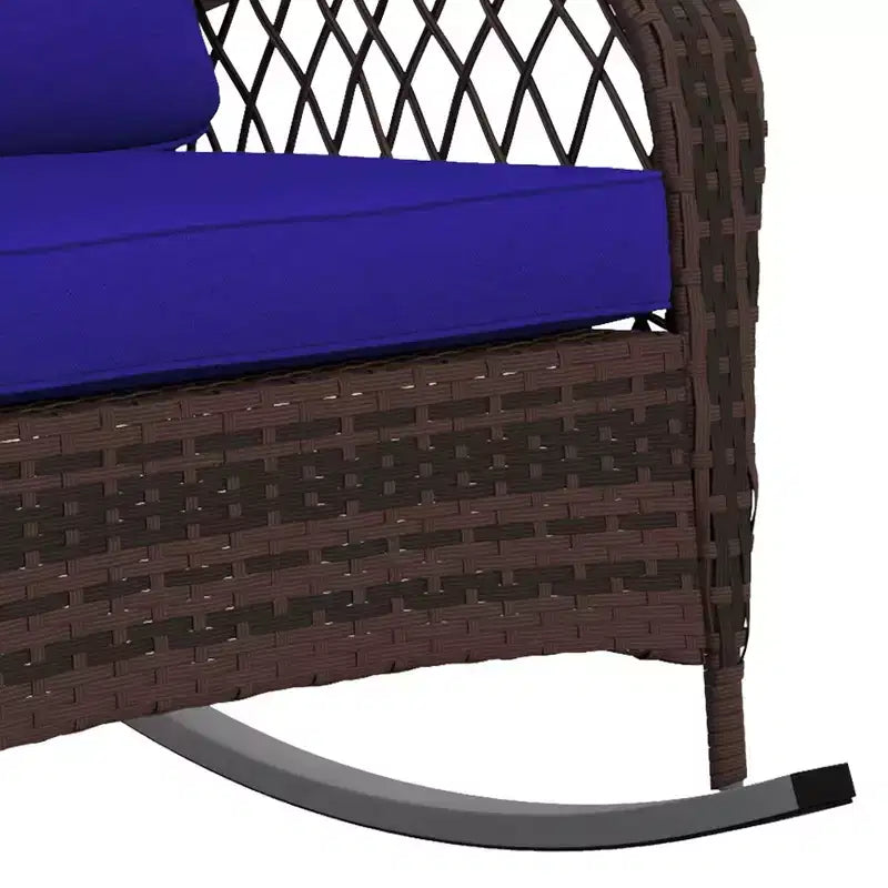 Outsunny Outdoor Wicker Rocking Chair, Patio PE Rattan Recliner Rocker Chair with Soft Cushion, for Garden Backyard Porch