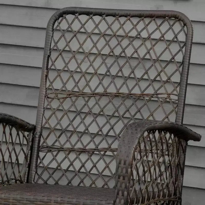 Outsunny Outdoor Wicker Rocking Chair, Patio PE Rattan Recliner Rocker Chair with Soft Cushion, for Garden Backyard Porch