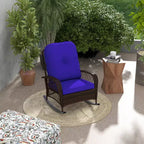 Outsunny Outdoor Wicker Rocking Chair, Patio PE Rattan Recliner Rocker Chair with Soft Cushion, for Garden Backyard Porch