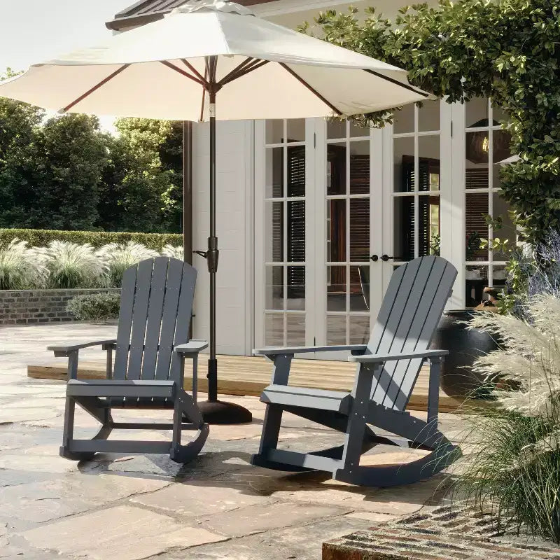 Flash Furniture Savannah All-Weather Poly Resin Wood Adirondack Rocking Chair with Rust Resistant Stainless Steel Hardware