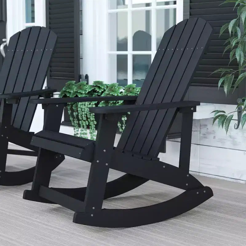 Flash Furniture Savannah All-Weather Poly Resin Wood Adirondack Rocking Chair with Rust Resistant Stainless Steel Hardware