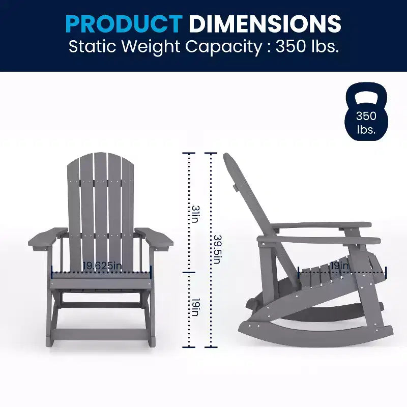 Flash Furniture Savannah All-Weather Poly Resin Wood Adirondack Rocking Chair with Rust Resistant Stainless Steel Hardware