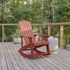 Flash Furniture Savannah All-Weather Poly Resin Wood Adirondack Rocking Chair with Rust Resistant Stainless Steel Hardware
