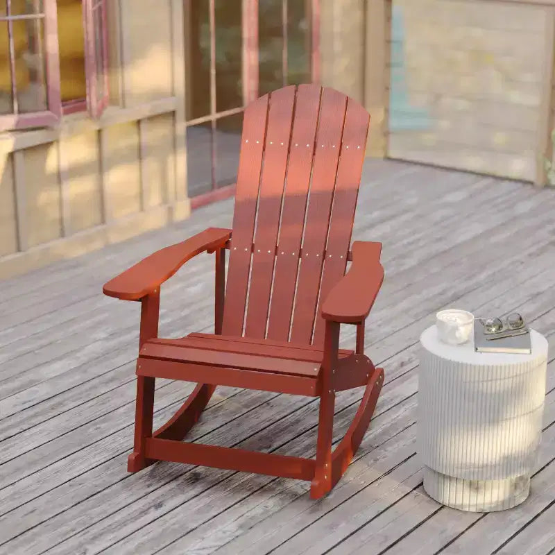 Flash Furniture Savannah All-Weather Poly Resin Wood Adirondack Rocking Chair with Rust Resistant Stainless Steel Hardware