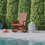 Flash Furniture Savannah All-Weather Poly Resin Wood Adirondack Rocking Chair with Rust Resistant Stainless Steel Hardware