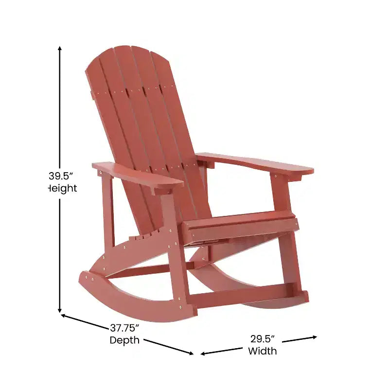 Flash Furniture Savannah All-Weather Poly Resin Wood Adirondack Rocking Chair with Rust Resistant Stainless Steel Hardware