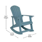 Flash Furniture Savannah All-Weather Poly Resin Wood Adirondack Rocking Chair with Rust Resistant Stainless Steel Hardware