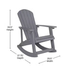 Emma and Oliver Set of 2 Marcy Classic All-Weather Poly Resin Rocking Adirondack Chairs with Stainless Steel Hardware for Year Round Use