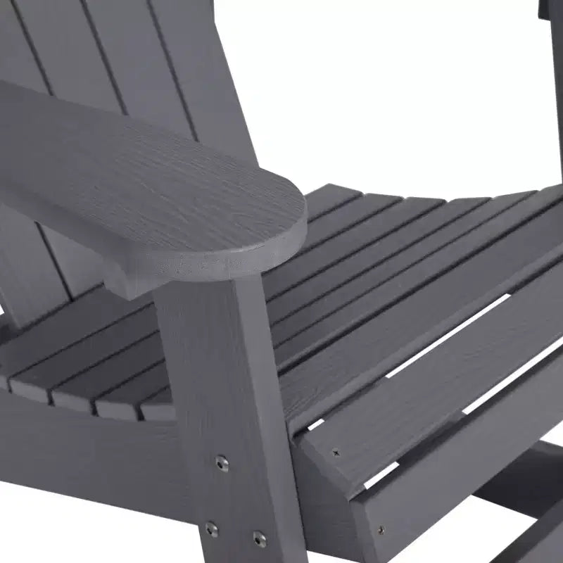 Emma and Oliver Set of 2 Marcy Classic All-Weather Poly Resin Rocking Adirondack Chairs with Stainless Steel Hardware for Year Round Use
