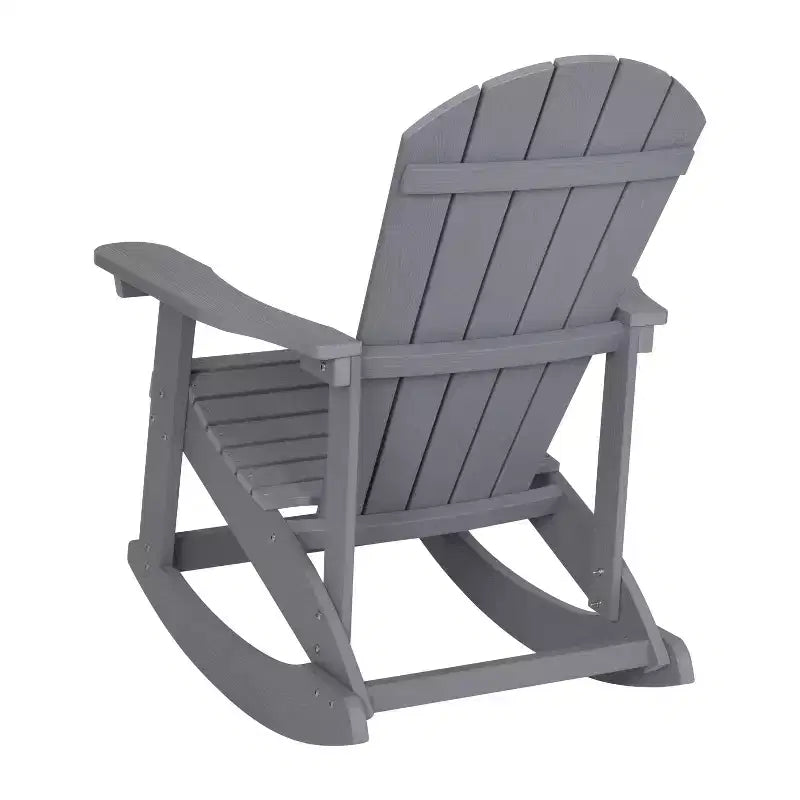 Emma and Oliver Set of 2 Marcy Classic All-Weather Poly Resin Rocking Adirondack Chairs with Stainless Steel Hardware for Year Round Use