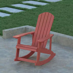 Emma and Oliver Set of 2 Marcy Classic All-Weather Poly Resin Rocking Adirondack Chairs with Stainless Steel Hardware for Year Round Use