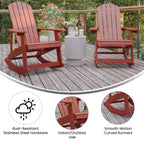 Emma and Oliver Set of 2 Marcy Classic All-Weather Poly Resin Rocking Adirondack Chairs with Stainless Steel Hardware for Year Round Use