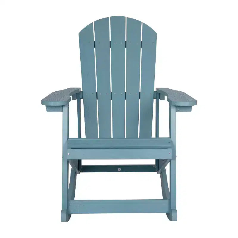 Emma and Oliver Set of 2 Marcy Classic All-Weather Poly Resin Rocking Adirondack Chairs with Stainless Steel Hardware for Year Round Use