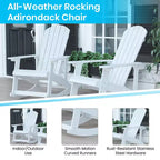 Emma and Oliver Set of 2 Marcy Classic All-Weather Poly Resin Rocking Adirondack Chairs with Stainless Steel Hardware for Year Round Use