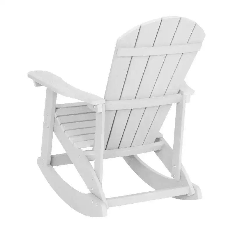 Emma and Oliver Set of 2 Marcy Classic All-Weather Poly Resin Rocking Adirondack Chairs with Stainless Steel Hardware for Year Round Use