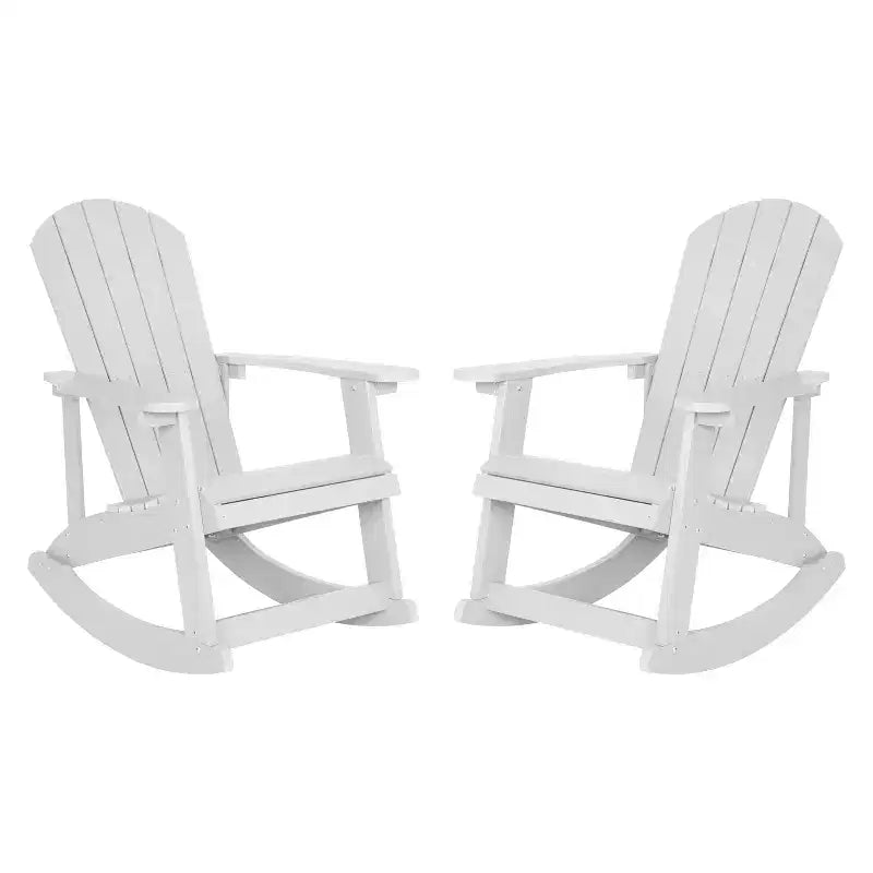 Set di 2 sedie a dondolo Adirondack Emma and Oliver Marcy classiche in poliresina per tutte le stagioni con hardware in acciaio inossidabile per uso tutto l'anno