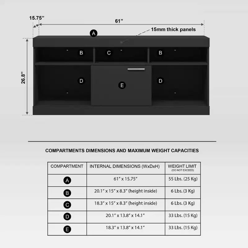 Entertainment TV Stand for TVs up to 61 - Techni Mobili