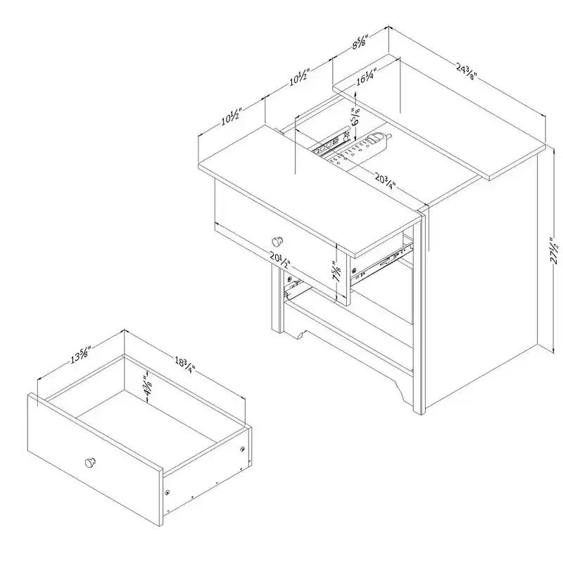 Vito Nightstand Charging Station - South Shore