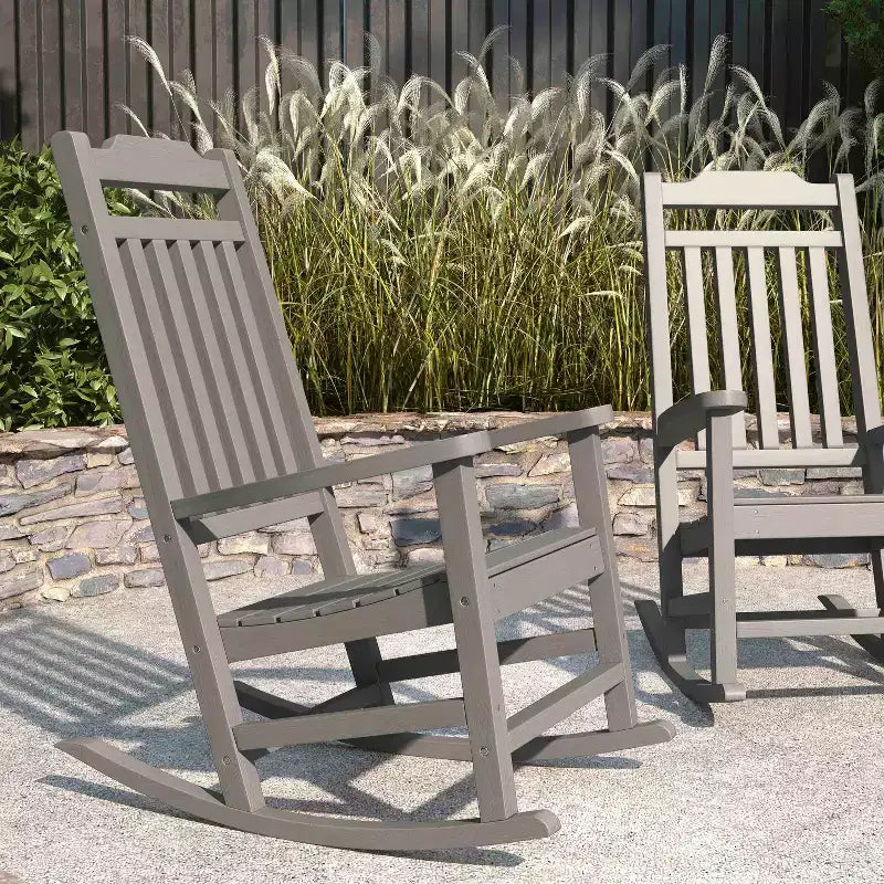 Merrick Lane Set of 2 Poly Resin Indoor/Outdoor Rocking Chairs