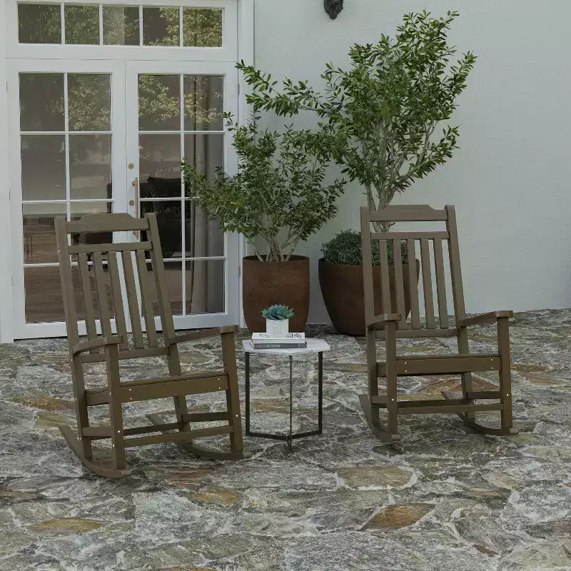 Merrick Lane Set of 2 Poly Resin Indoor/Outdoor Rocking Chairs