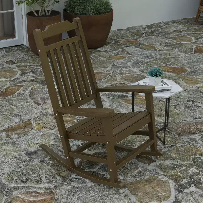 Merrick Lane Set of 2 Poly Resin Indoor/Outdoor Rocking Chairs