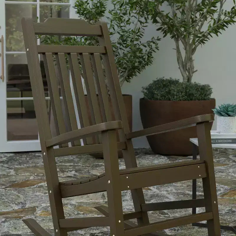 Merrick Lane Set of 2 Poly Resin Indoor/Outdoor Rocking Chairs