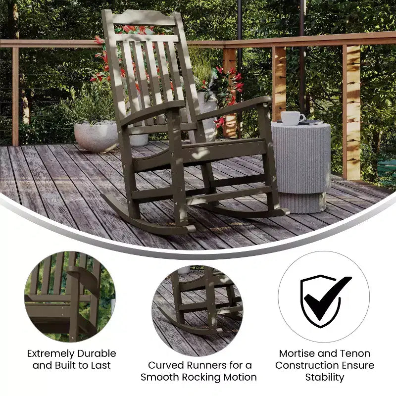 Merrick Lane Set of 2 Poly Resin Indoor/Outdoor Rocking Chairs
