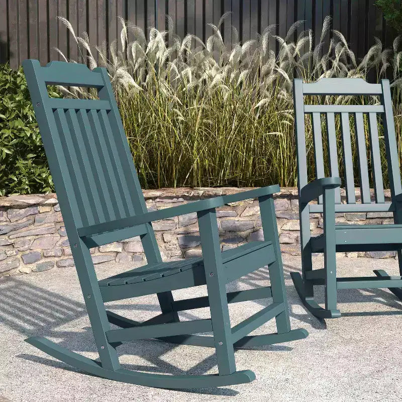 Merrick Lane Set of 2 Poly Resin Indoor/Outdoor Rocking Chairs