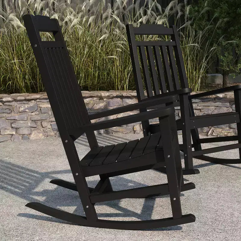 Merrick Lane Set of 2 Poly Resin Indoor/Outdoor Rocking Chairs