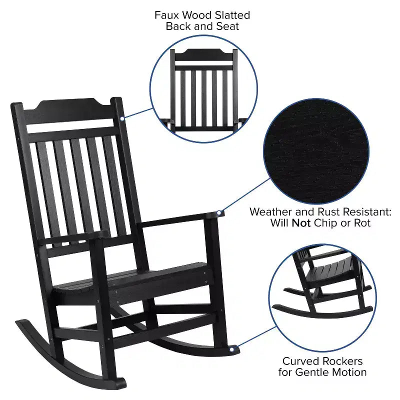 Merrick Lane Set of 2 Poly Resin Indoor/Outdoor Rocking Chairs