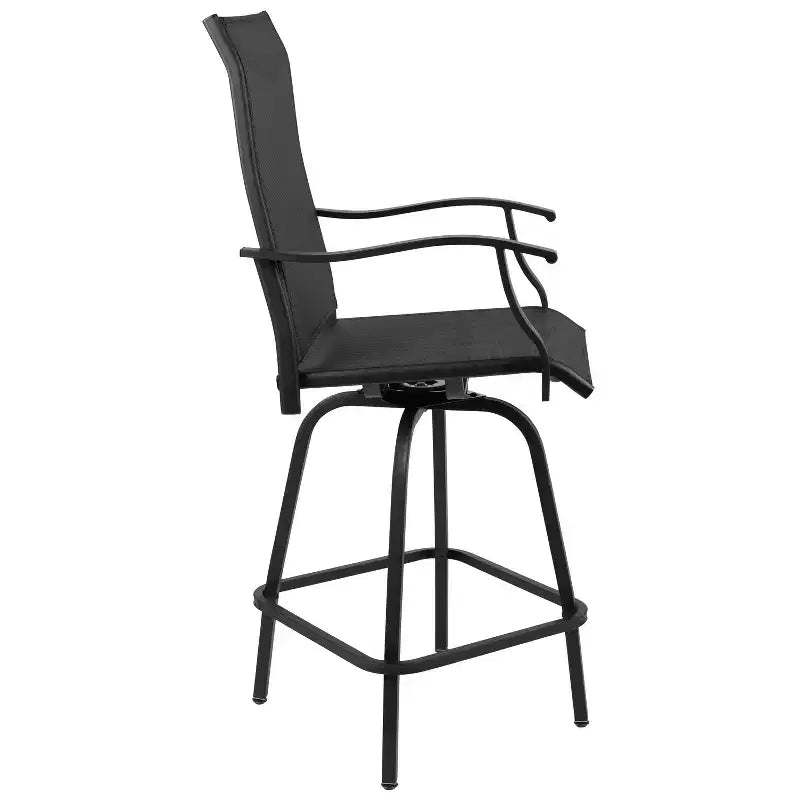 Merrick Lane - Set di 2 sgabelli da bar alti Brett con schienale alto, girevoli, per esterno, con struttura in metallo verniciato a polvere e rivestimento in textilene