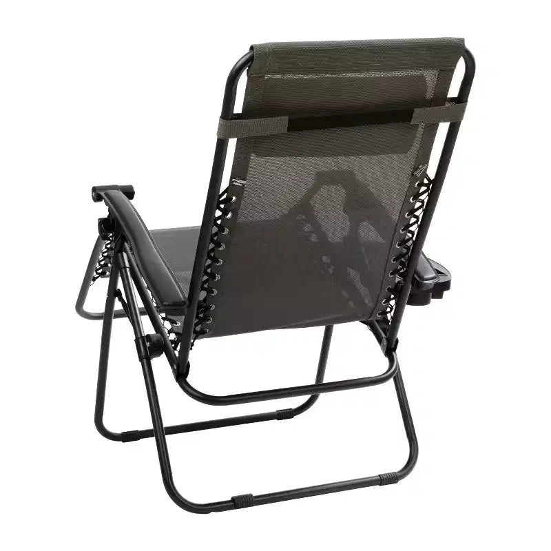 Merrick Lane Set di 2 Sedie Pieghevoli Zero Gravity Rivestite in Mesh con Cuscino Rimovibile e Vassoio Portabicchieri