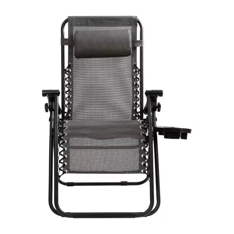 Merrick Lane Set di 2 Sedie Pieghevoli Zero Gravity Rivestite in Mesh con Cuscino Rimovibile e Vassoio Portabicchieri
