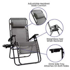 Merrick Lane Set di 2 Sedie Pieghevoli Zero Gravity Rivestite in Mesh con Cuscino Rimovibile e Vassoio Portabicchieri