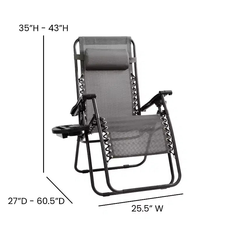 Merrick Lane Set di 2 Sedie Pieghevoli Zero Gravity Rivestite in Mesh con Cuscino Rimovibile e Vassoio Portabicchieri